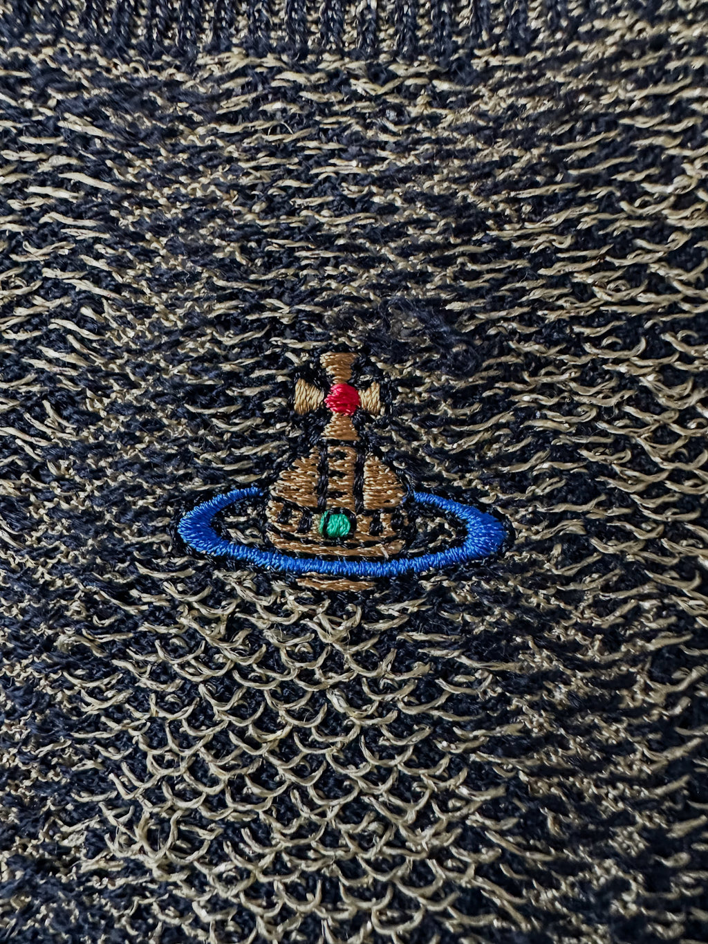 Vivienne Westwood Squiggle Print Knit Black Gold Metallic Mini Dress