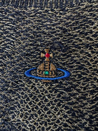 Vivienne Westwood Squiggle Print Knit Black Gold Metallic Mini Dress