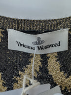 Vivienne Westwood Squiggle Print Knit Black Gold Metallic Mini Dress