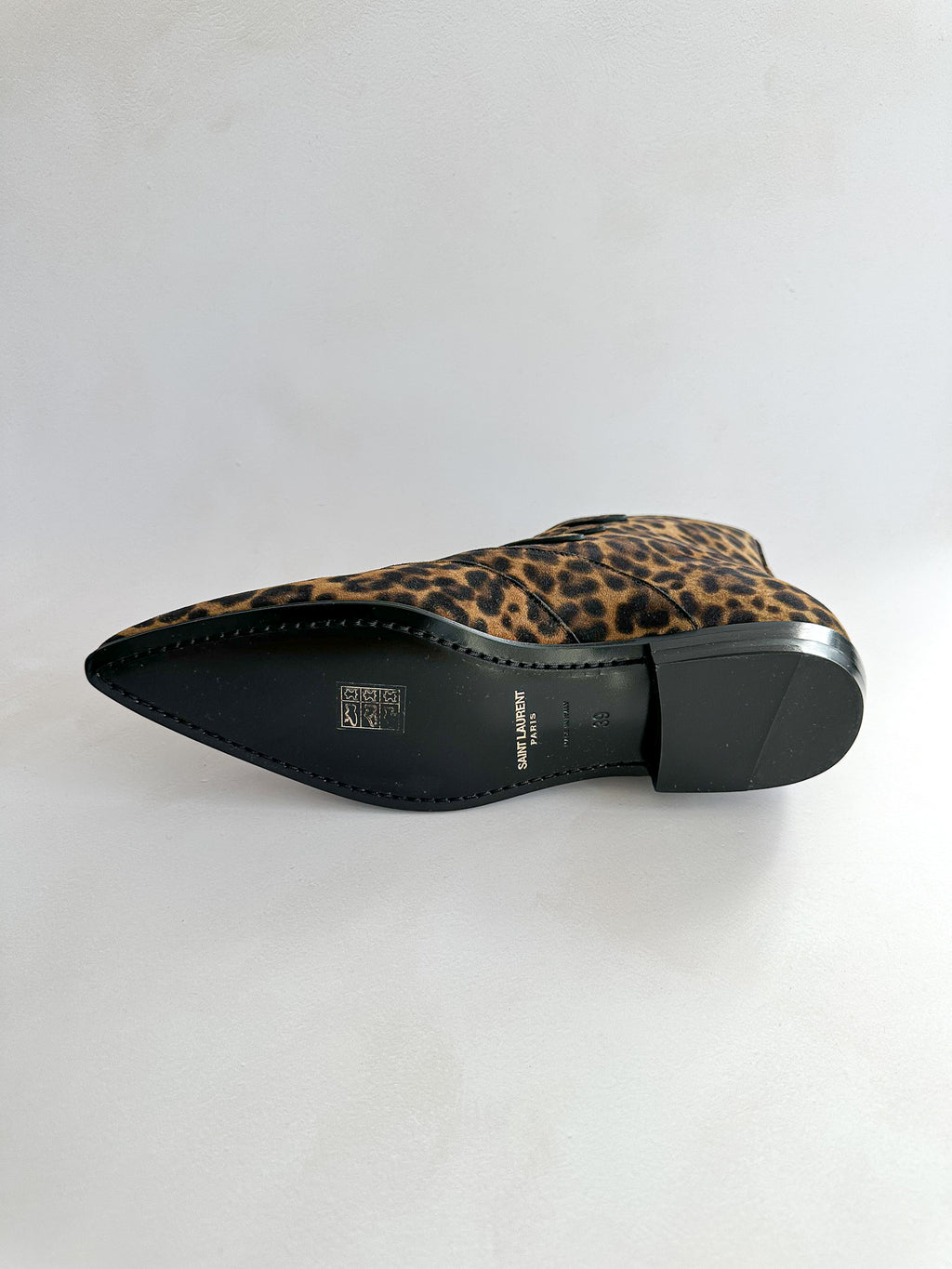 Saint Laurent Stan Boots in Leopard Print Suede
