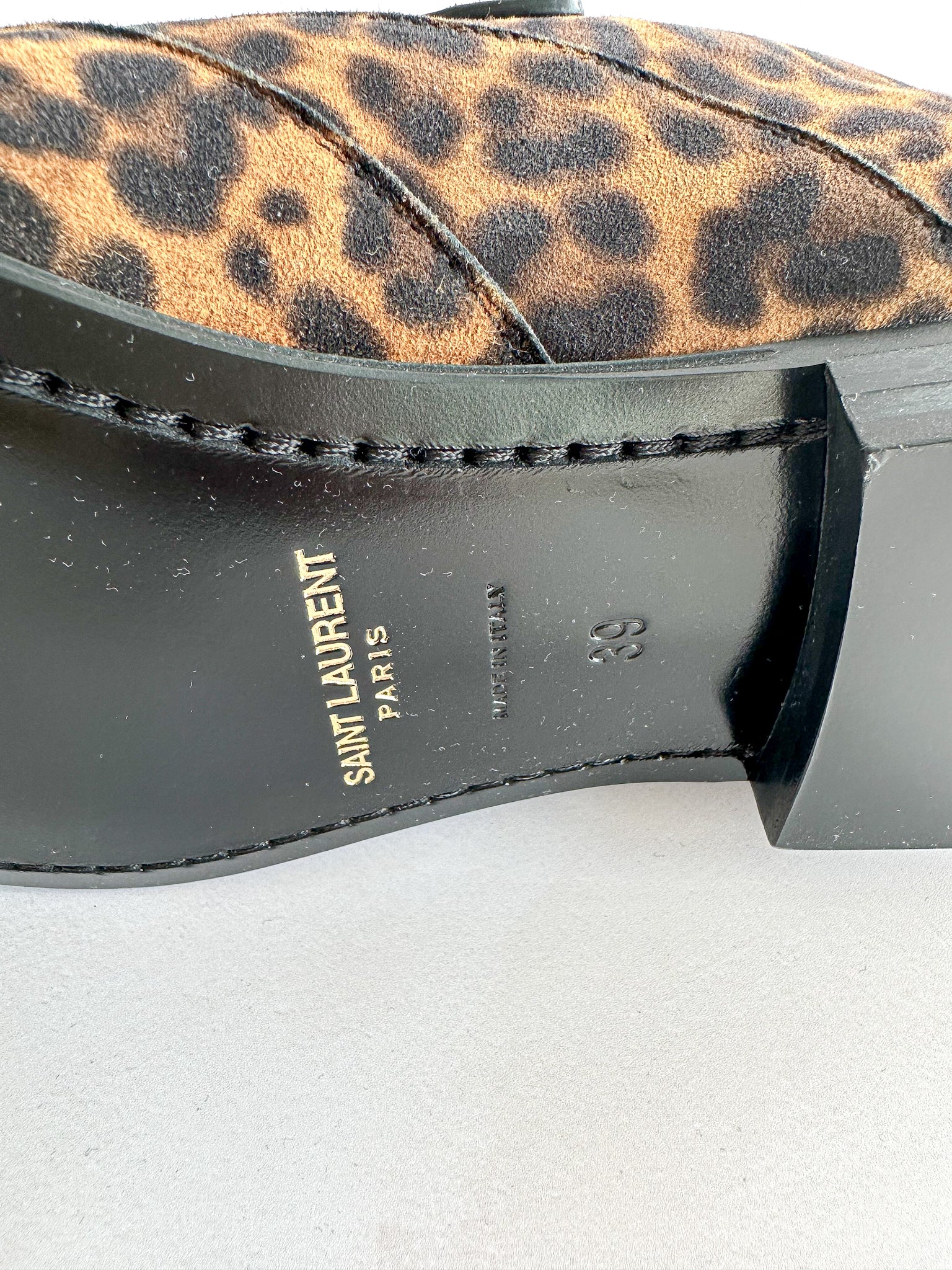 Saint Laurent Stan Boots in Leopard Print Suede