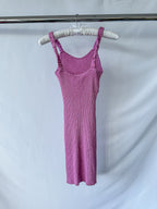Love Shack Fancy Pink Flitter Ribbed Knit Leoma Mini Dress