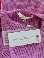 Love Shack Fancy Pink Flitter Ribbed Knit Leoma Mini Dress