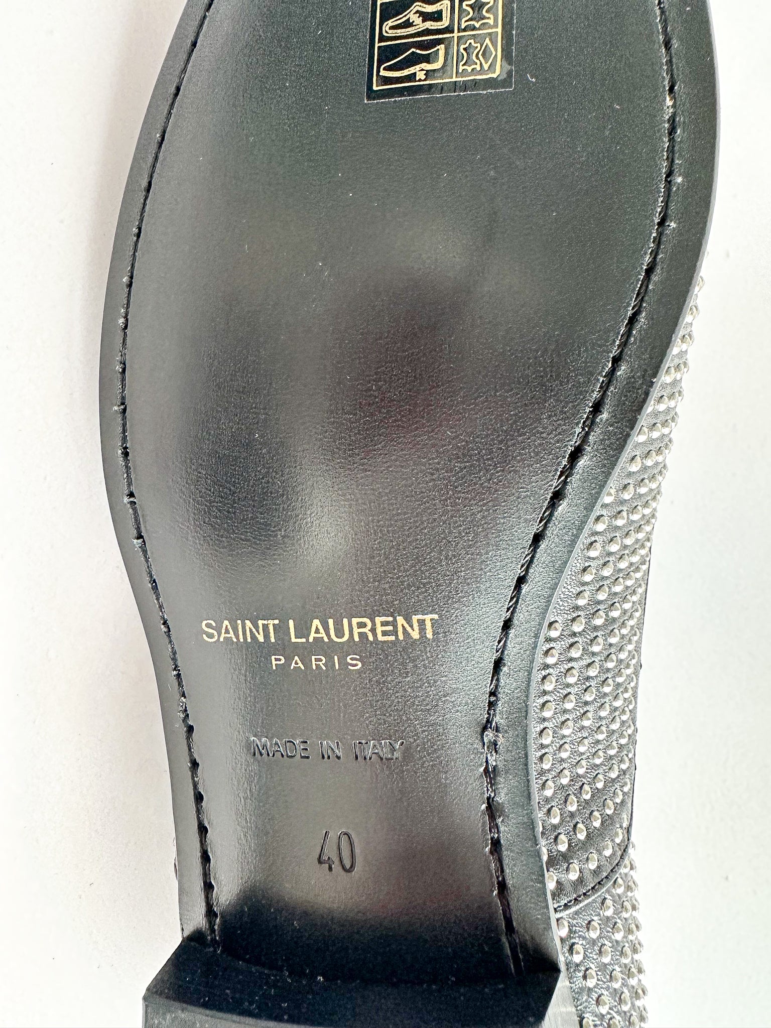 Saint Laurent Studded Black Leather Oxford Shoes