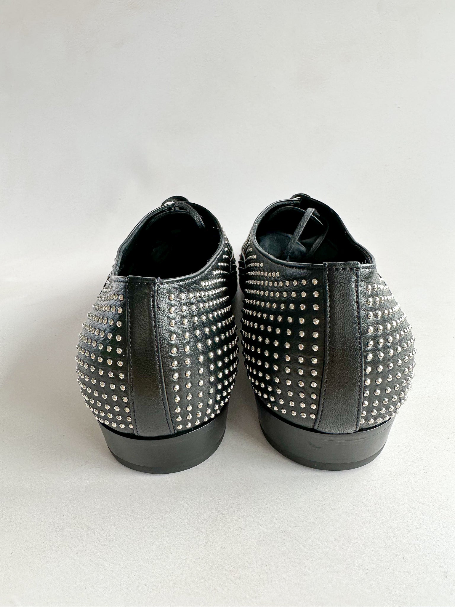 Saint Laurent Studded Black Leather Oxford Shoes