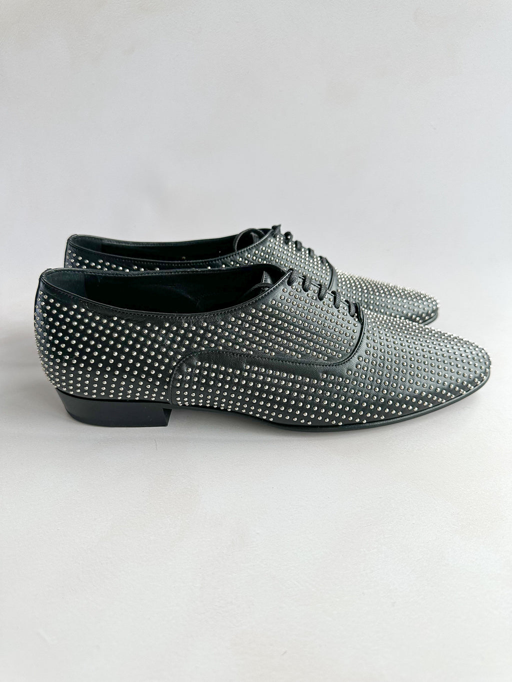 Saint Laurent Studded Black Leather Oxford Shoes