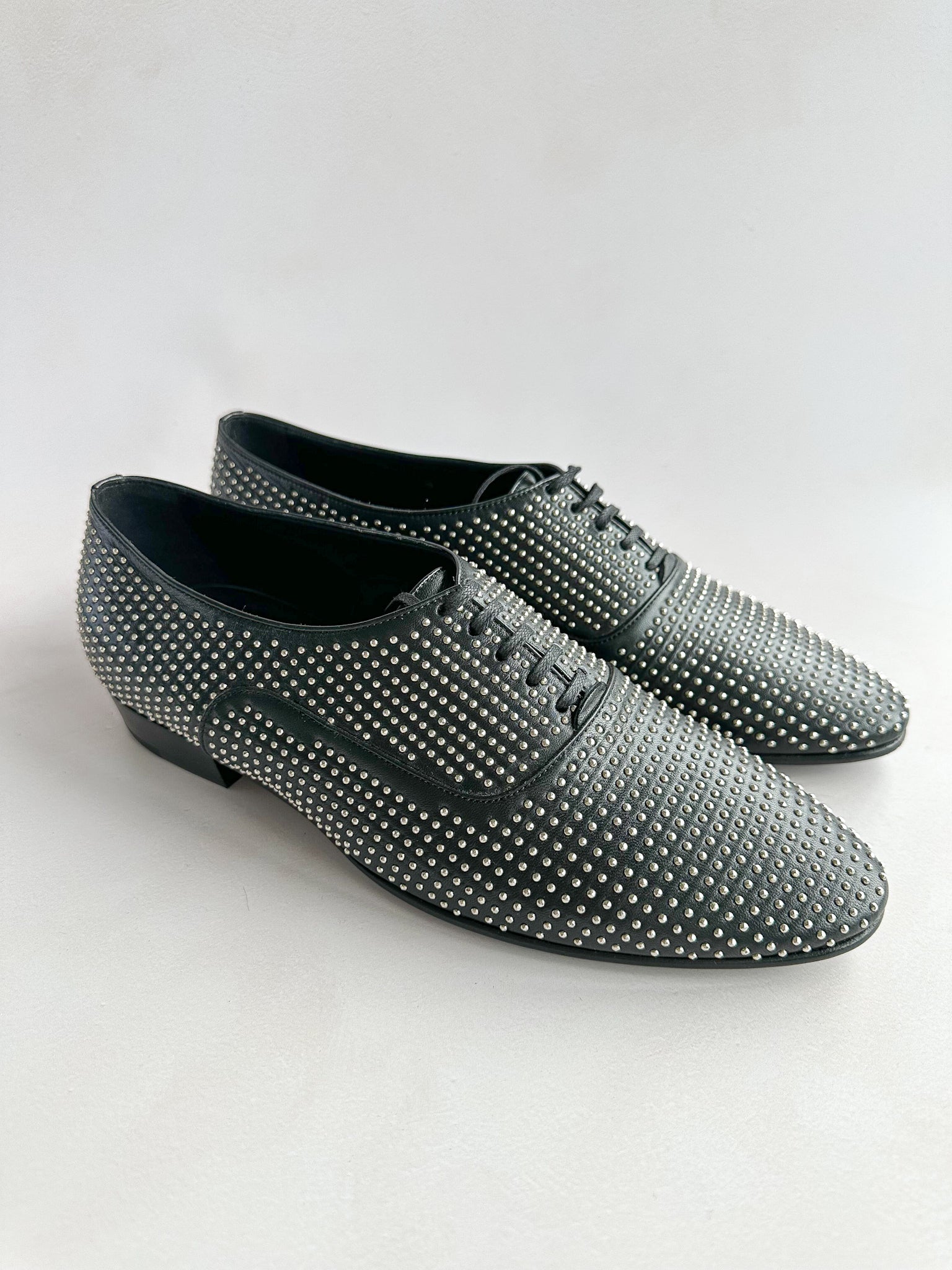 Saint Laurent Studded Black Leather Oxford Shoes
