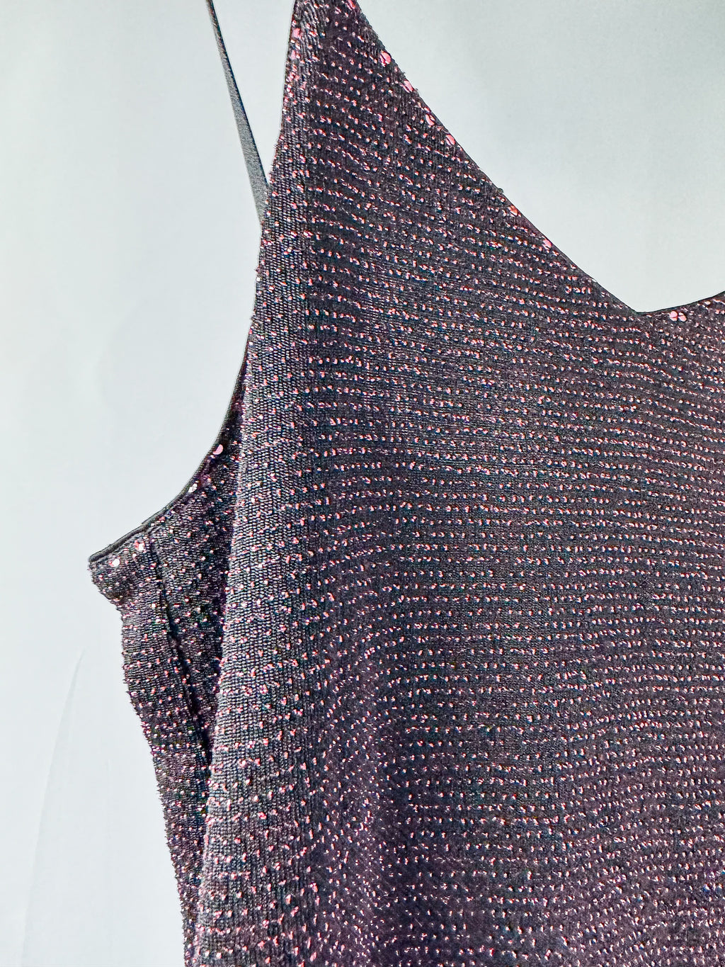 DoDo Bar Or Black Sparkly Pink Knit Cami Slip Mini Dress