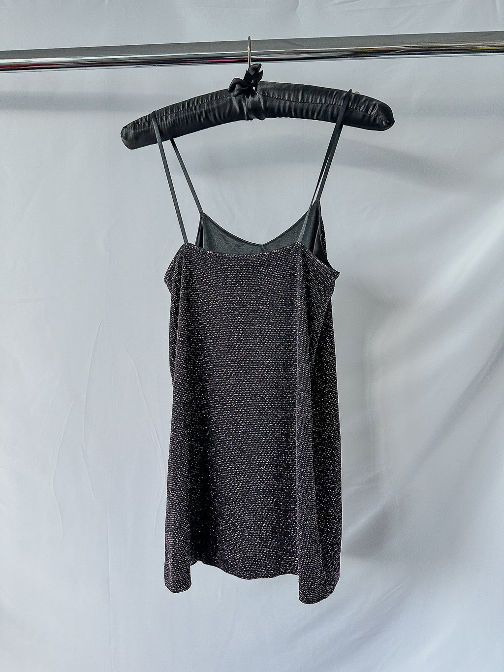 DoDo Bar Or Black Sparkly Pink Knit Cami Slip Mini Dress