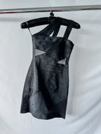 David Koma Black One Shoulder Bandage Mini Dress