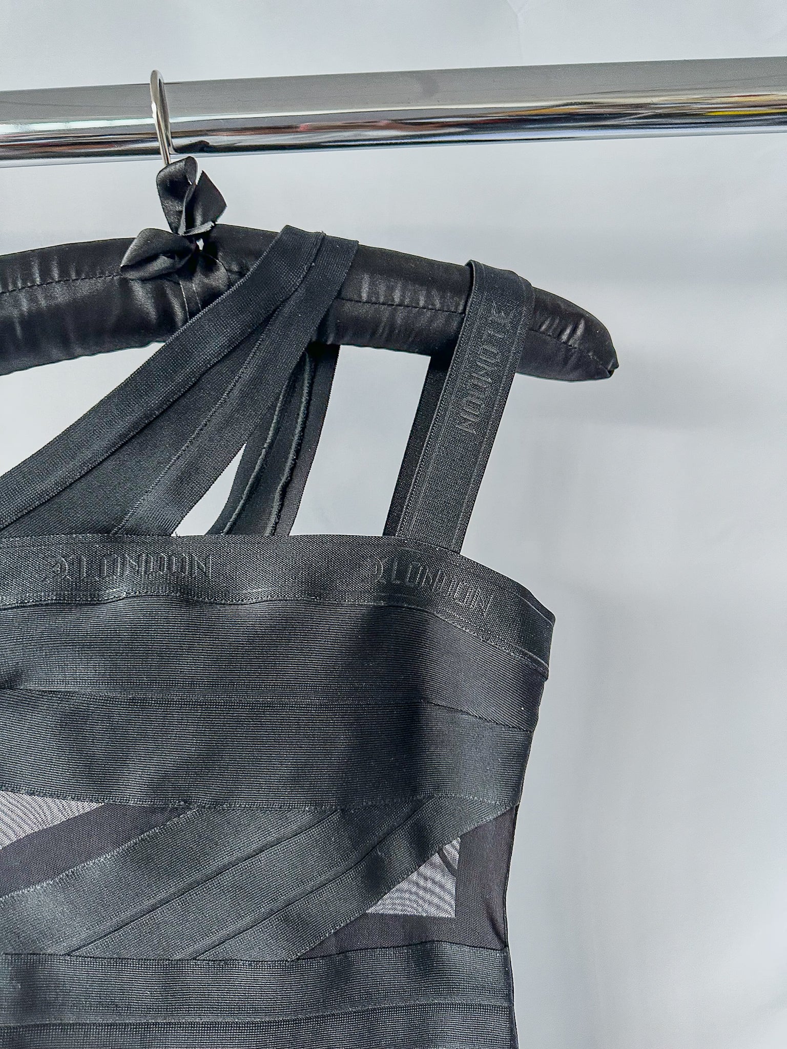 David Koma Black One Shoulder Bandage Mini Dress