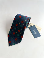 Drake's Michael J Drake Navy Embroiderd Floral Silk Tie