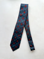Drake's Michael J Drake Navy Embroiderd Floral Silk Tie