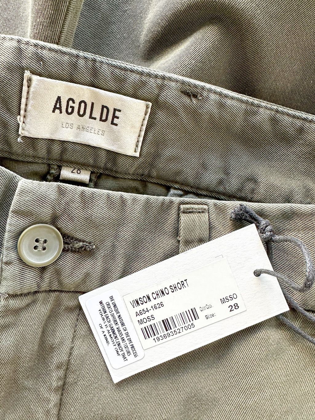 Agolde Herren Vinson Chino-Shorts aus Baumwolle mit mittlerer Leibhöhe, Moosgrün