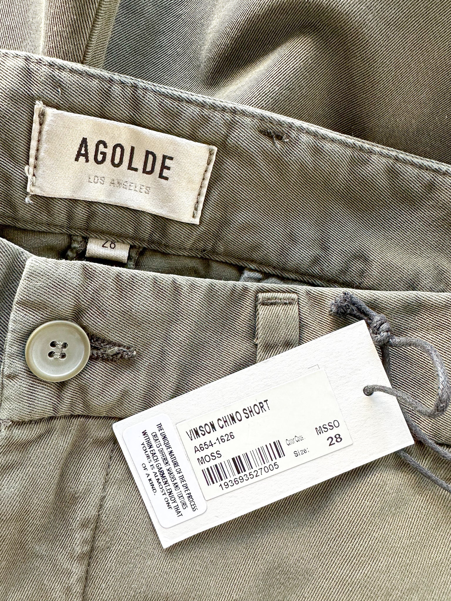 Agolde Herren Vinson Chino-Shorts aus Baumwolle mit mittlerer Leibhöhe, Moosgrün