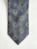 Drake's Michael J Drake Navy Olive Green Circle Taffeta Silk Tie
