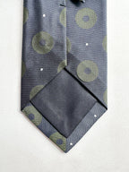 Drake's Michael J Drake Navy Olive Green Circle Taffeta Silk Tie