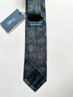 Drake's Michael J Drake Navy Olive Green Circle Taffeta Silk Tie