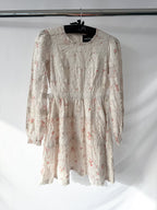 Needle & Thread Vintage Ditsy Sophia Long Sleeve Micro Mini Dress in Moonshine