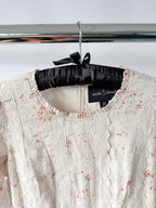 Needle & Thread Vintage Ditsy Sophia Long Sleeve Micro Mini Dress in Moonshine