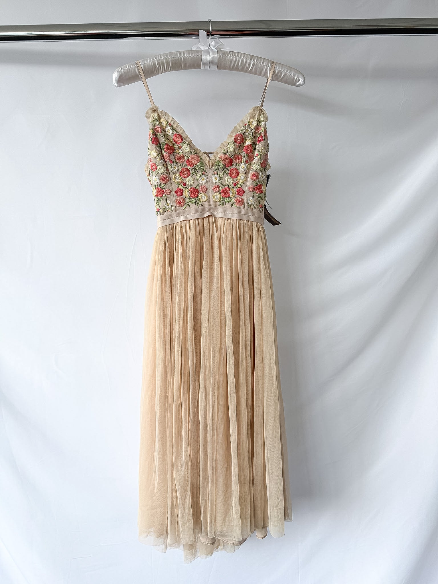 Needle & Thread Floral Embroidered Tulle Midi Dress
