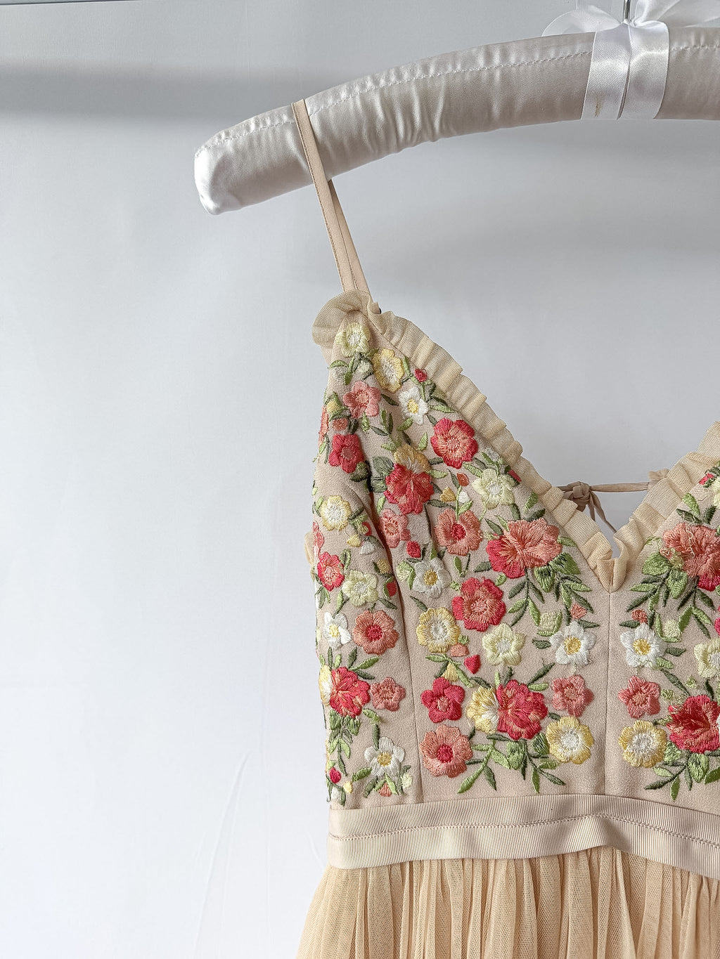 Needle & Thread Floral Embroidered Tulle Midi Dress