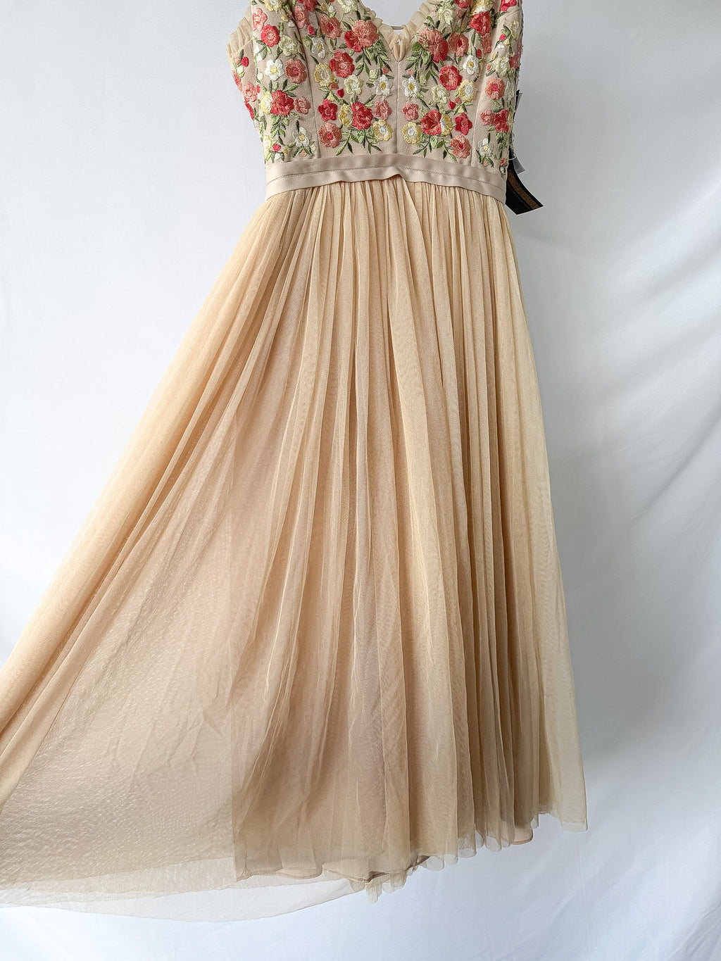 Needle & Thread Floral Embroidered Tulle Midi Dress