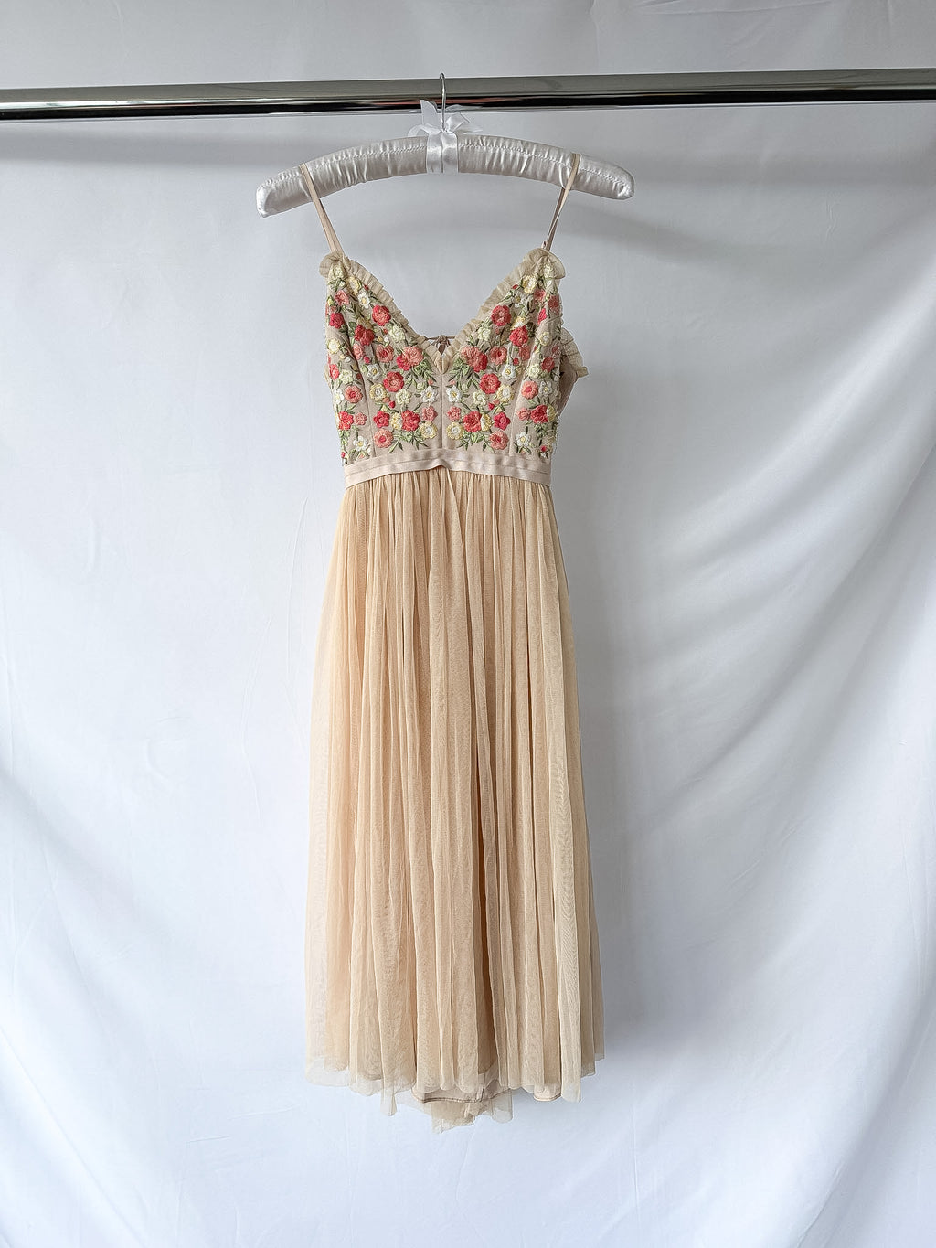 Needle & Thread Floral Embroidered Tulle Midi Dress