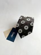 Drake's Michael J Drake Brown Silver Circle Taffeta Silk Tie