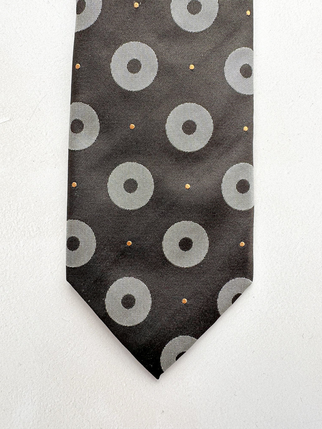 Drake's Michael J Drake Brown Silver Circle Taffeta Silk Tie
