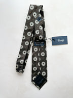 Drake's Michael J Drake Brown Silver Circle Taffeta Silk Tie