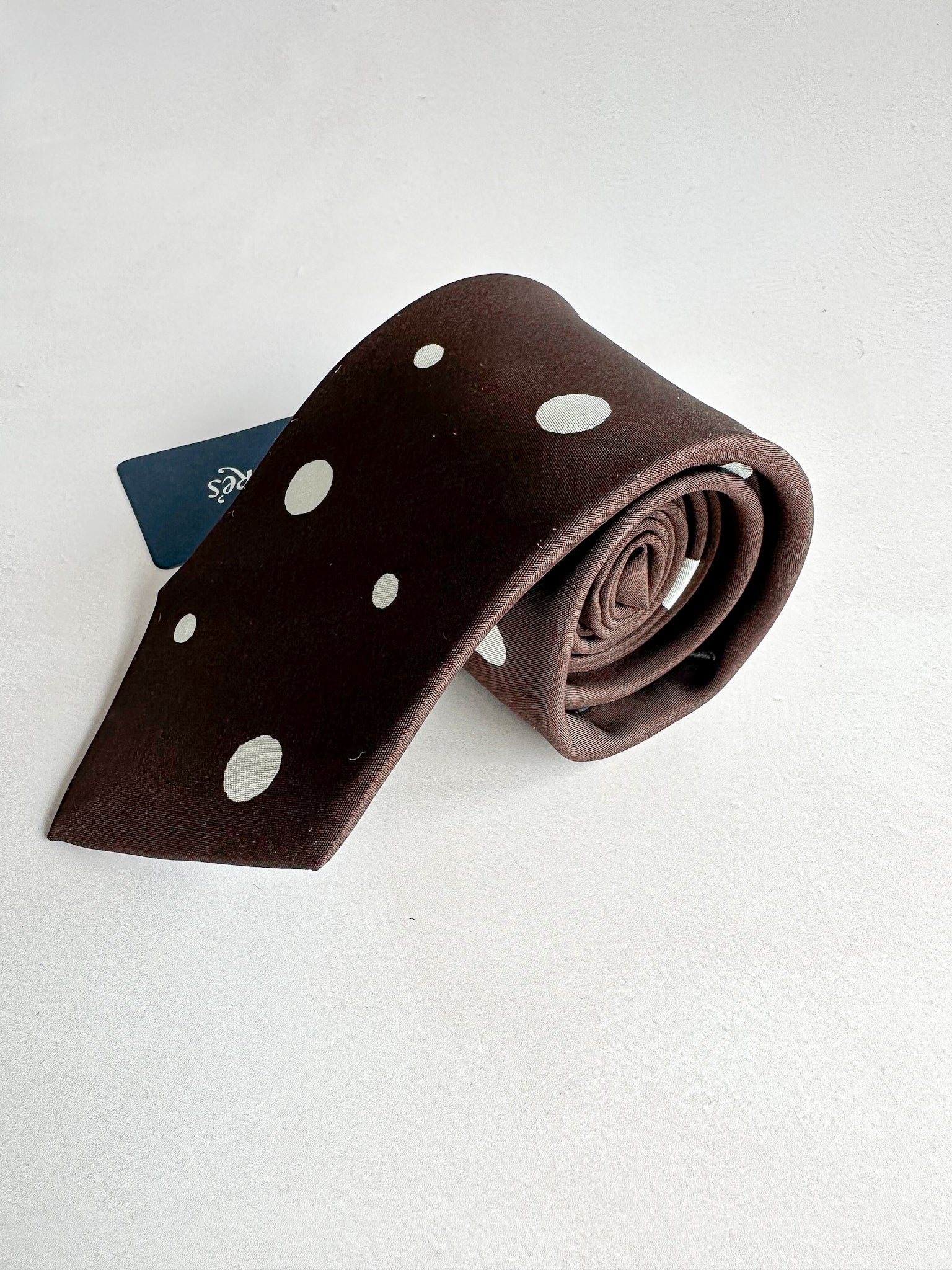 Drake's Michael J Drake Brown Spotted Silk Tie