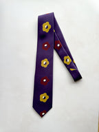 Cravate en soie violette Michael J Drake de Drake à imprimé floral vintage