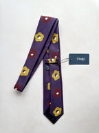 Cravate en soie violette Michael J Drake de Drake à imprimé floral vintage