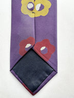 Cravate en soie violette Michael J Drake de Drake à imprimé floral vintage