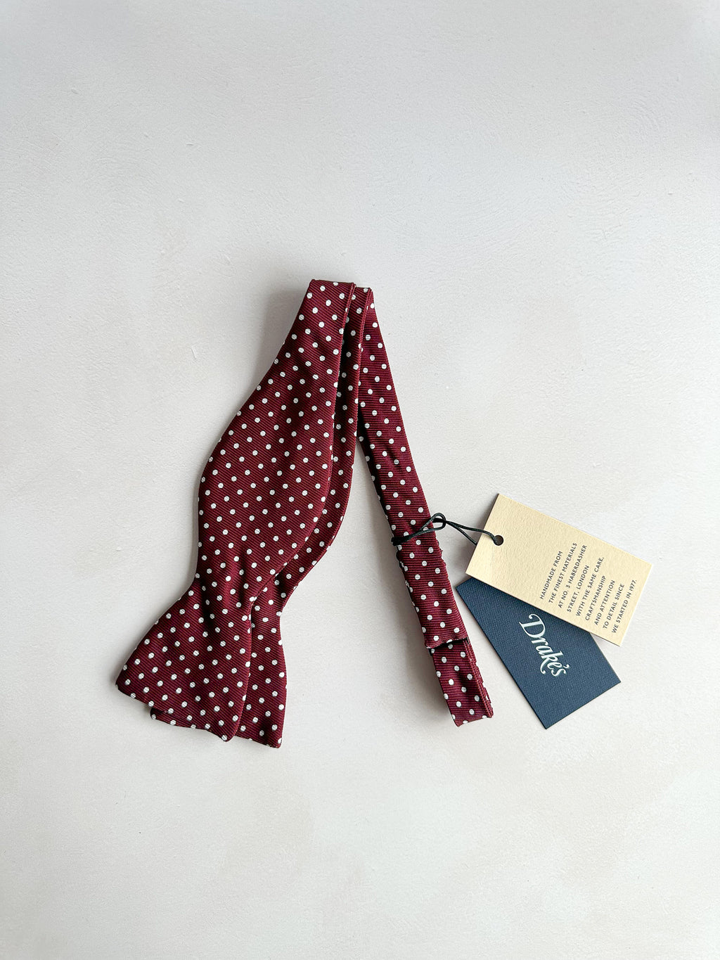 Drake's Silk Burgundy Spotted Bowtie