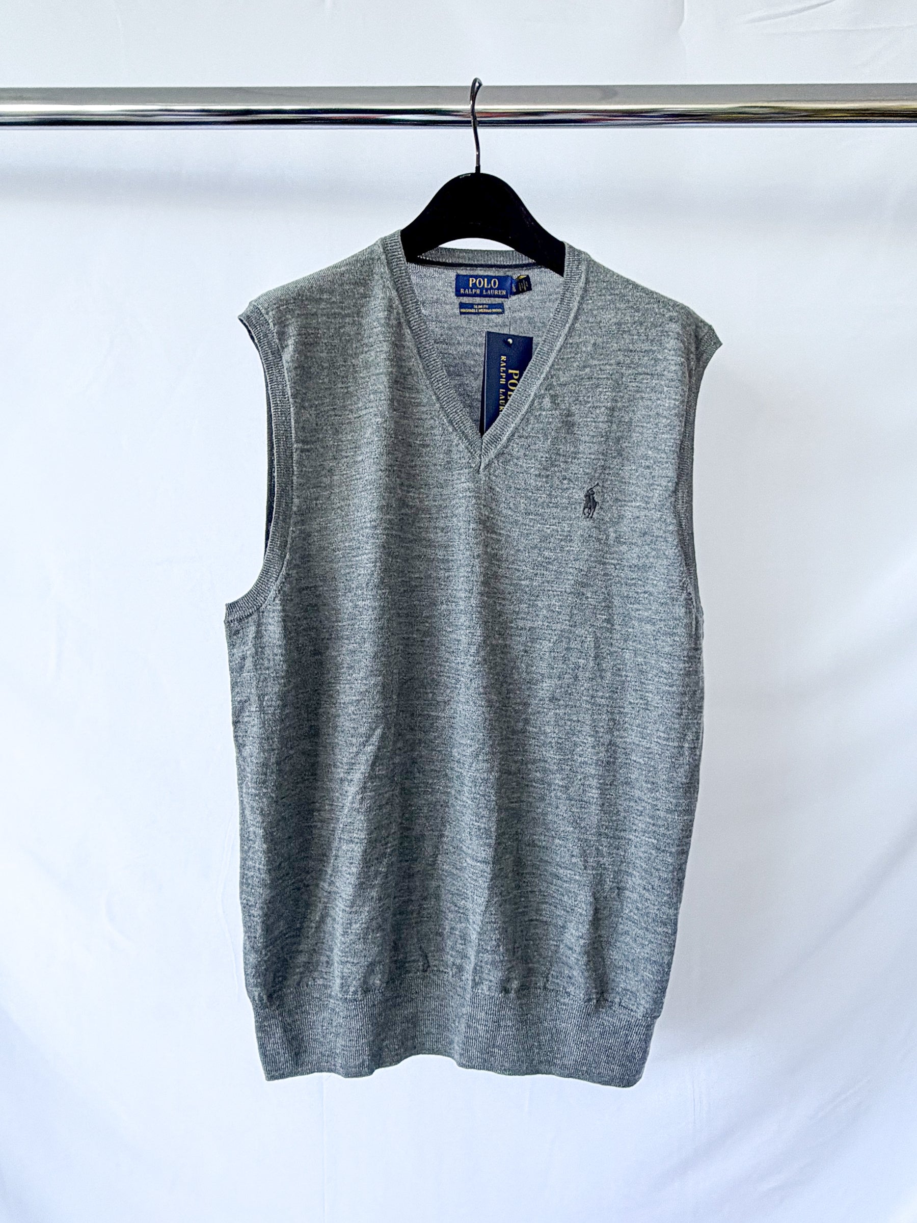 Ralph Lauren Polo Grey Merino Vest Jumper