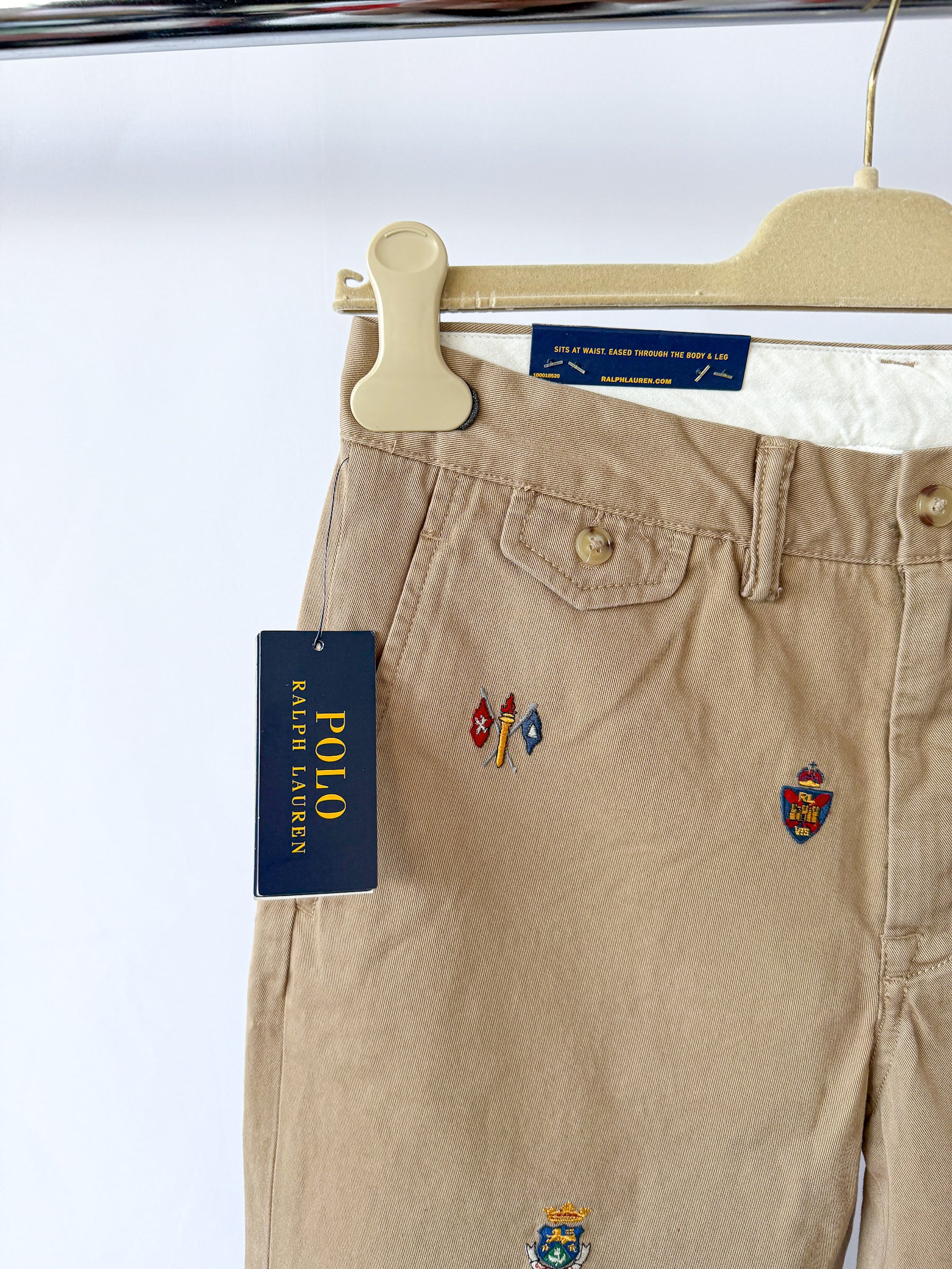 Ralph Lauren Polo Bedford Classic Tan Chino With Embroidered