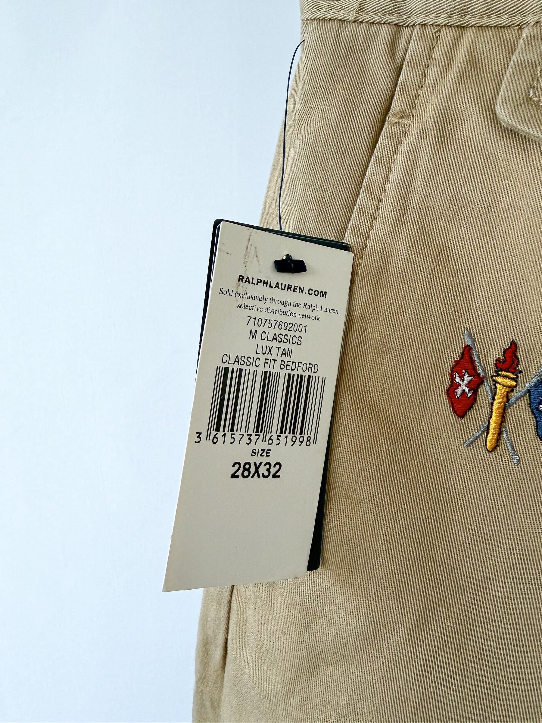 Ralph Lauren Polo Bedford Classic Tan Chino With Embroidered