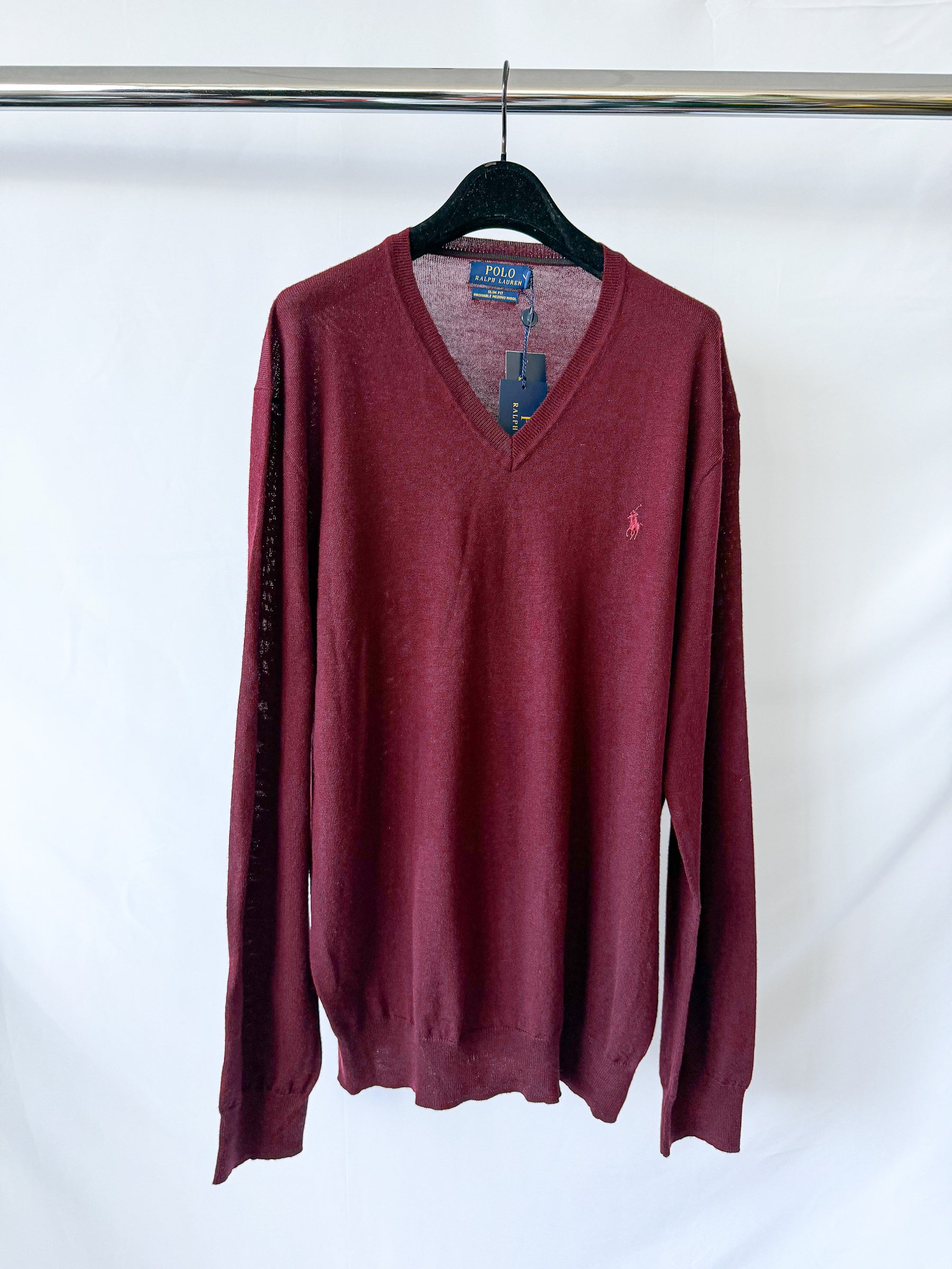 Ralph Lauren Polo Burgundy Merino Jumper