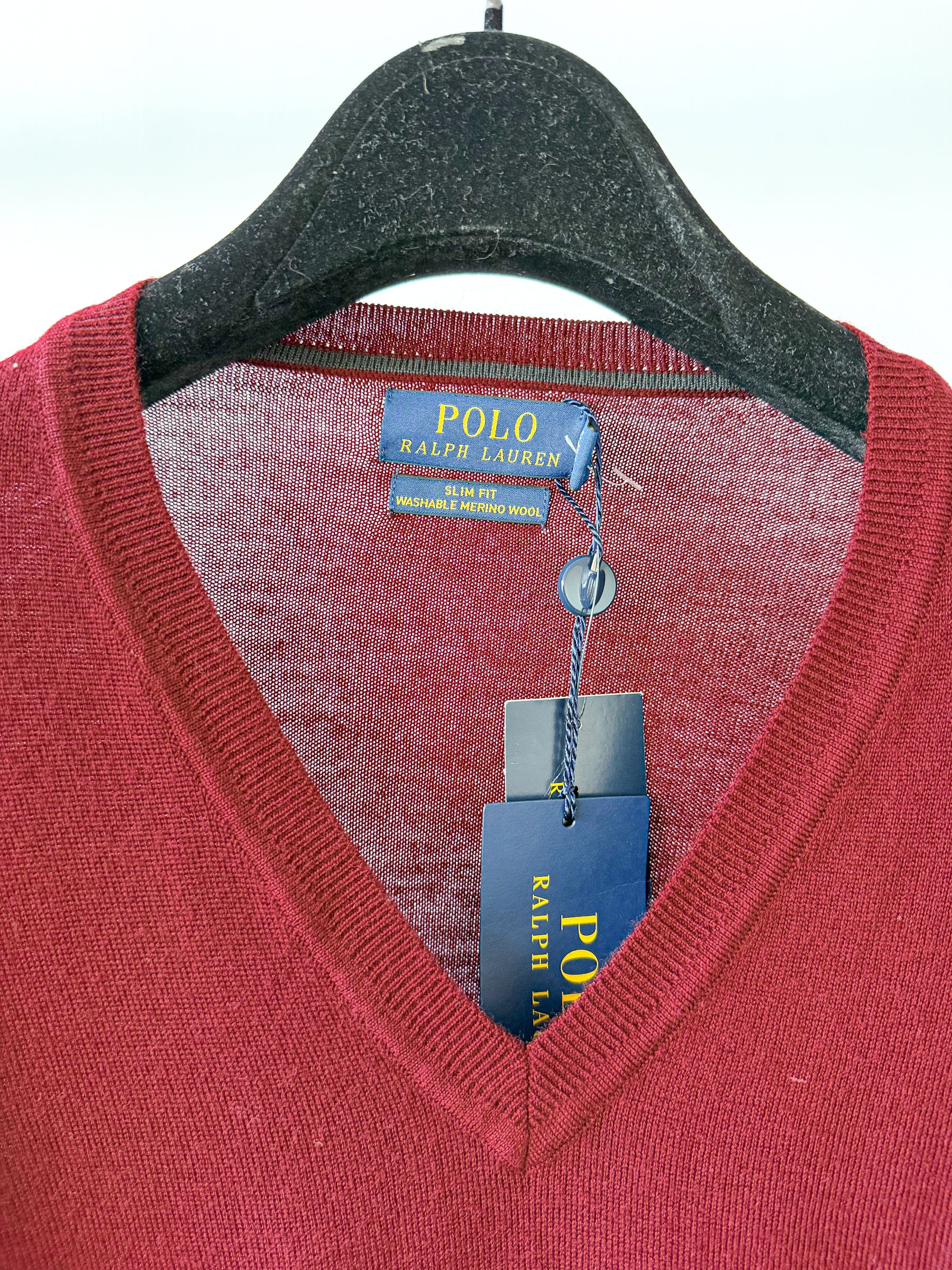 Ralph Lauren Polo Burgundy Merino Jumper