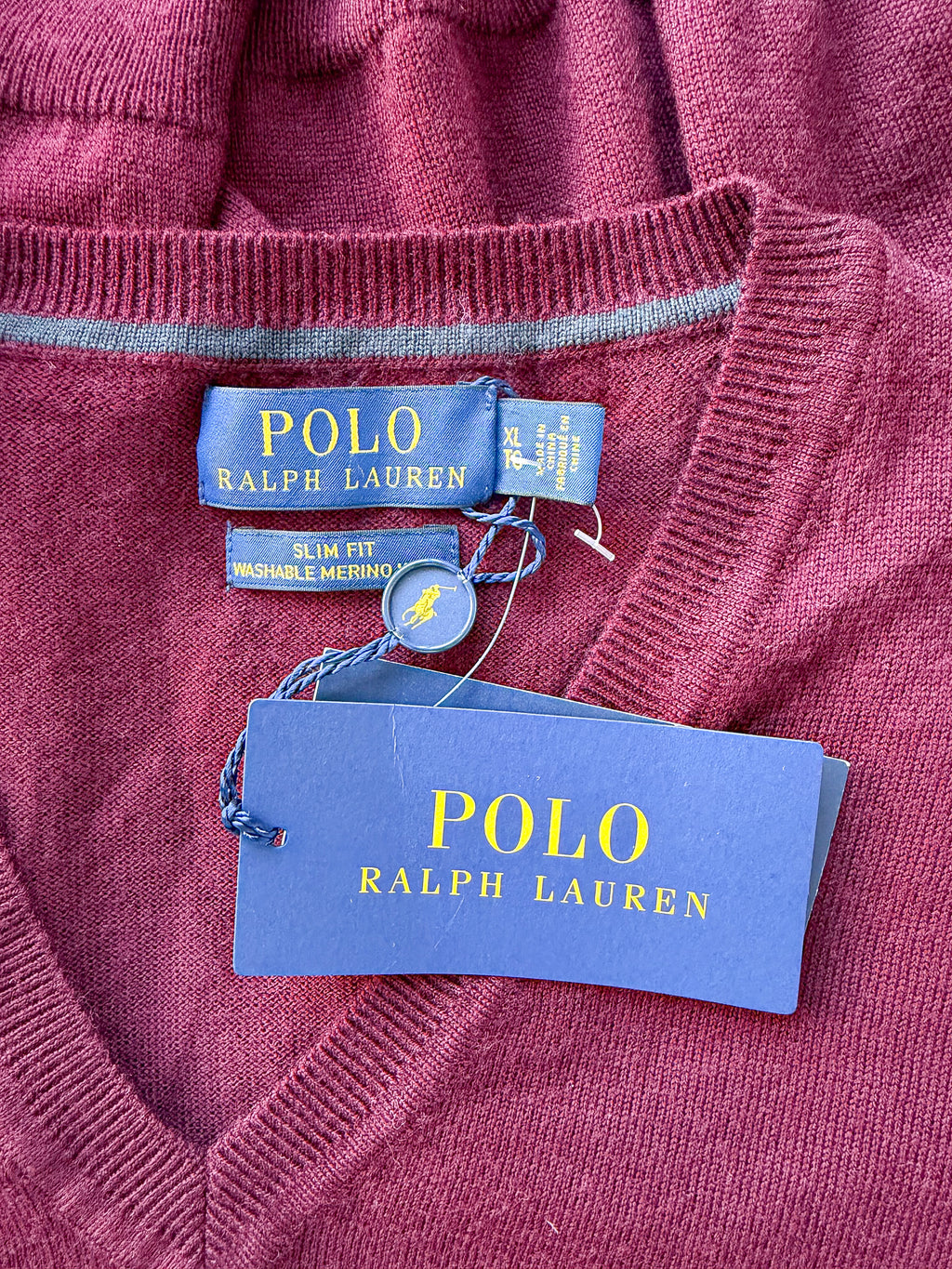 Ralph Lauren Polo Burgundy Merino Jumper
