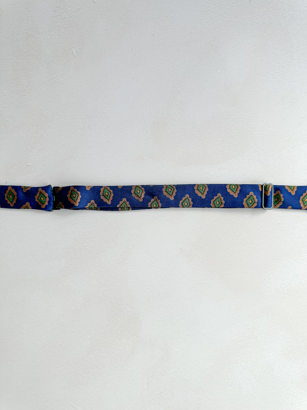 Drake's Navy Mustard Brown Diamond Silk Bowtie