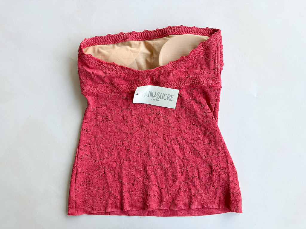 Haut bustier en dentelle Azelie rose pâle Pain De Sucre