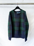 Polo Ralph Lauren Navy Green Tartan Check Knit Manos Del Uruguay Jumper