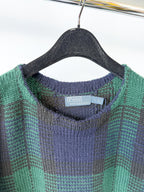 Polo Ralph Lauren Navy Green Tartan Check Knit Manos Del Uruguay Jumper