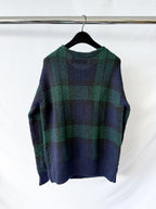 Polo Ralph Lauren Navy Green Tartan Check Knit Manos Del Uruguay Jumper
