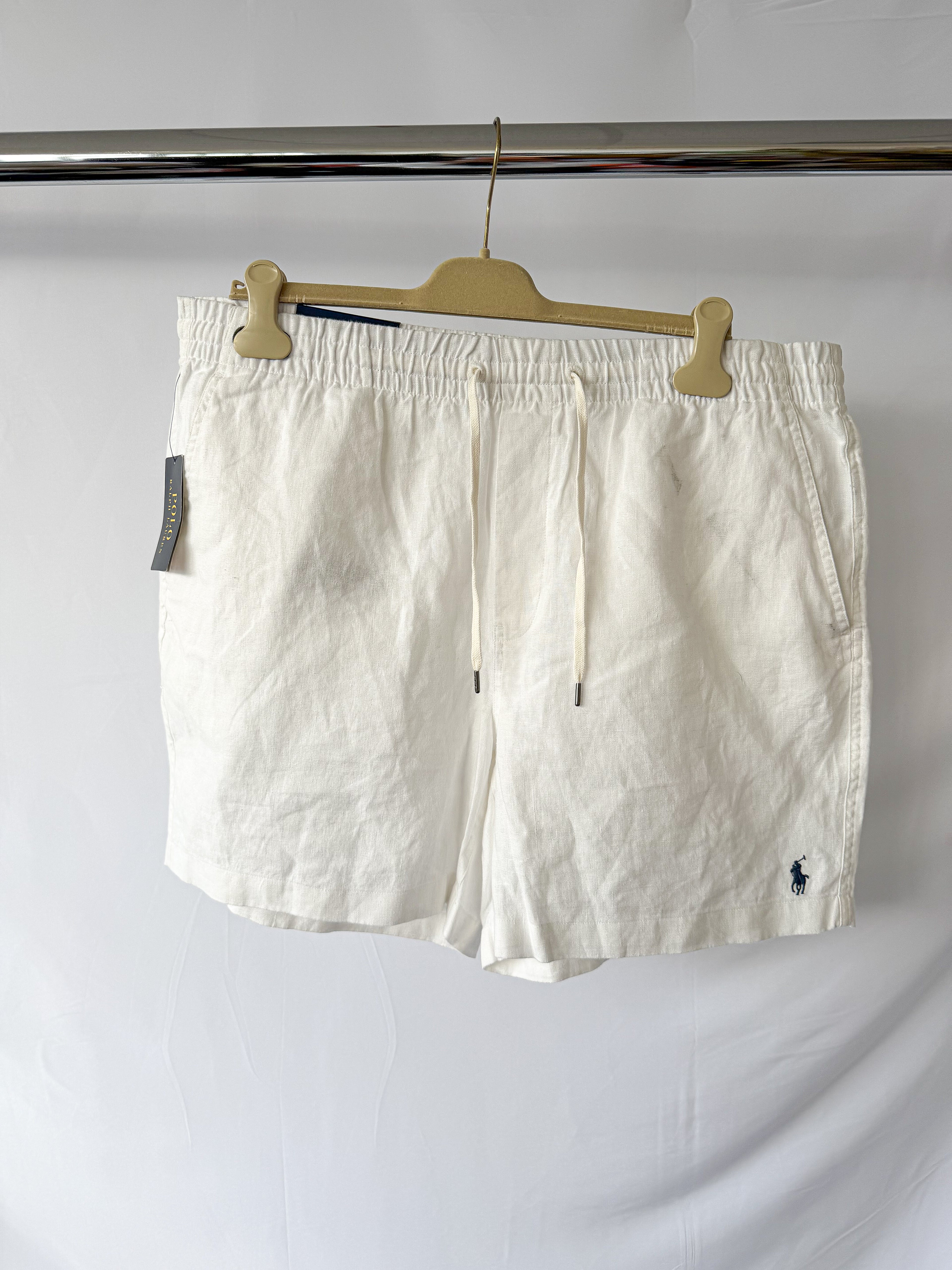 Ralph Lauren Classic Fit Prepster White Linen Shorts