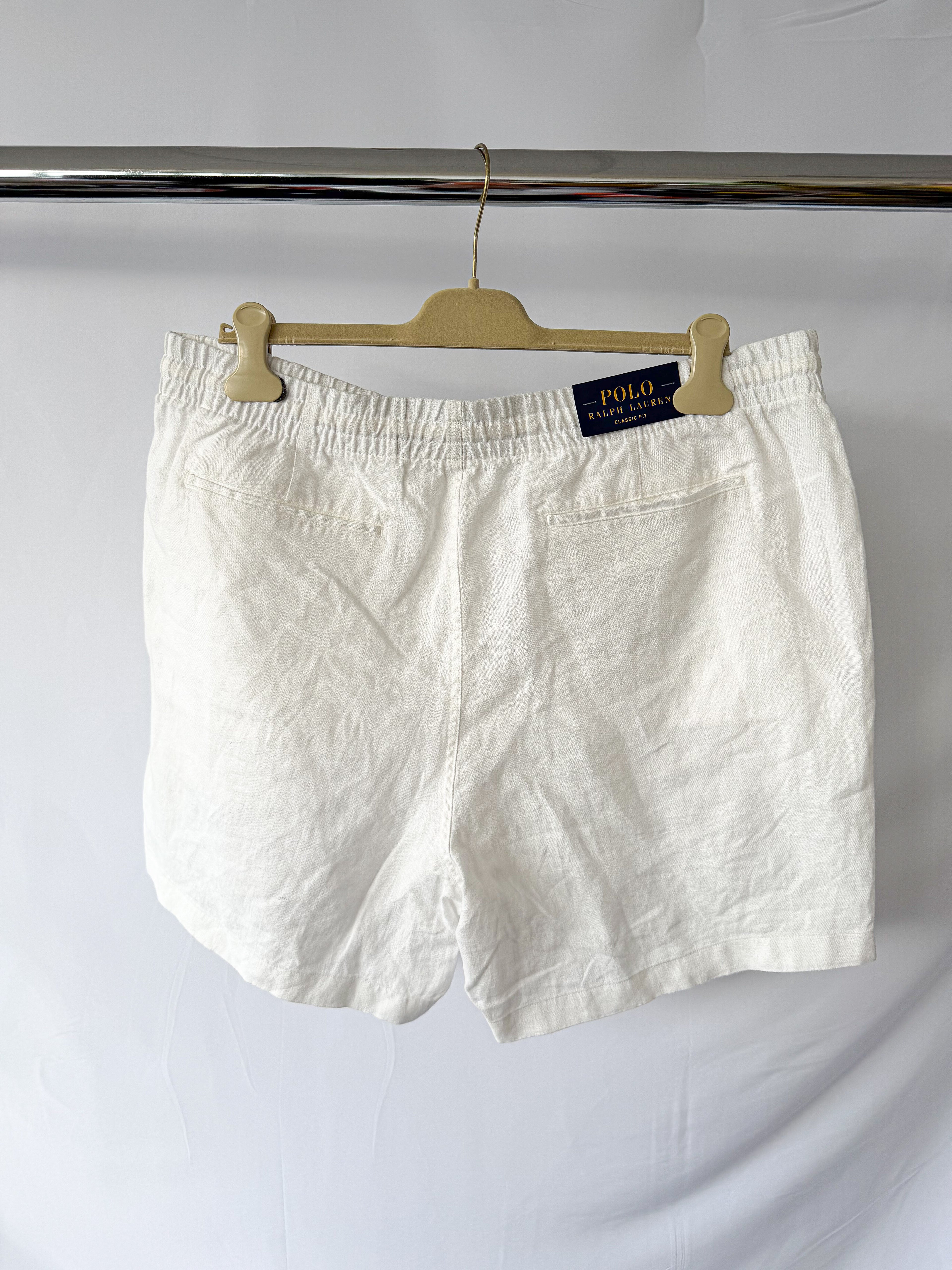 Ralph Lauren Classic Fit Prepster White Linen Shorts