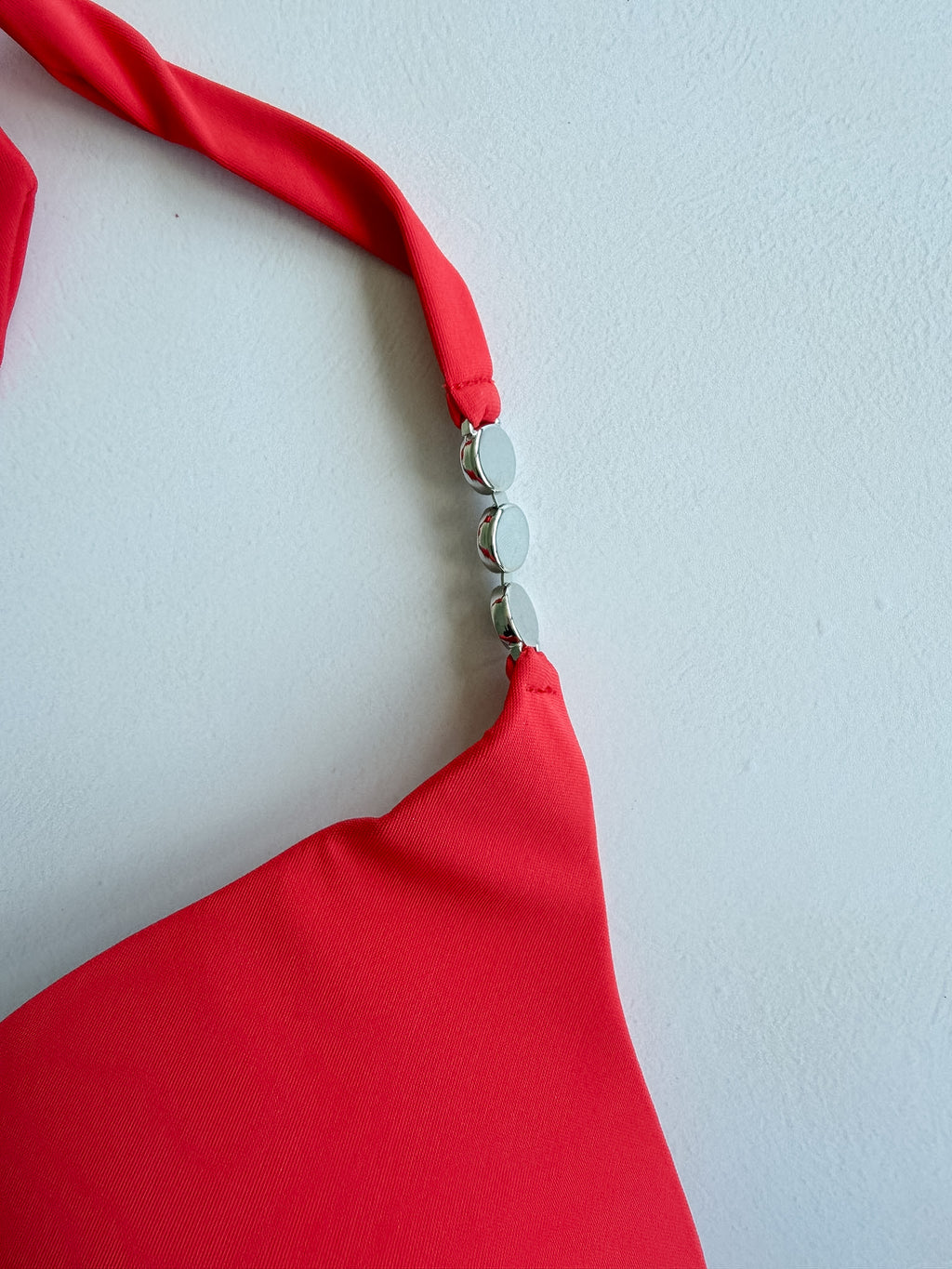 Pain De Sucre Red Halterneck Tie-Up Bikini Top in Elan